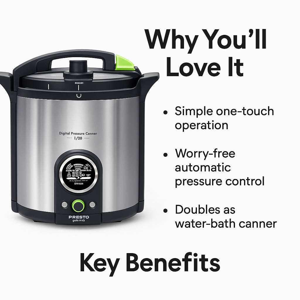 Presto 02152 – 17-Quart Digital Pressure Canner – 304 Stainless Steel