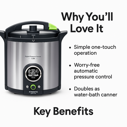 Presto 02152 – 17-Quart Digital Pressure Canner – 304 Stainless Steel