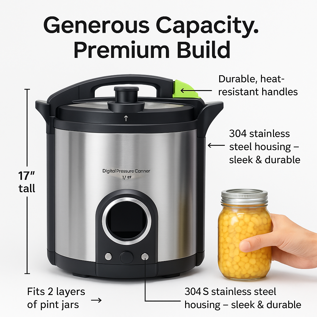 Presto 02152 – 17-Quart Digital Pressure Canner – 304 Stainless Steel